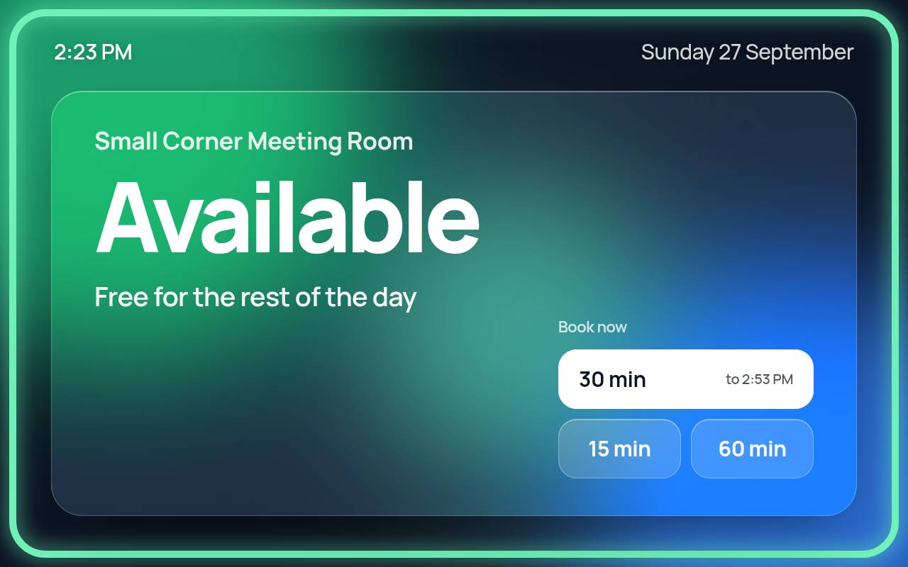 The Glass Halo room display template showing the room as free